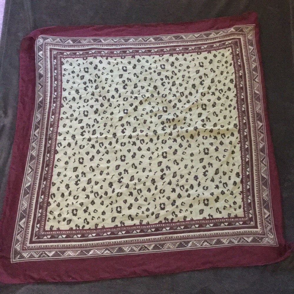 Wine and cheetah print scarf